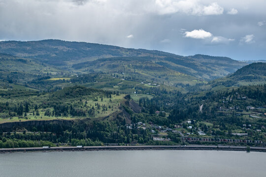 Grassy Hillside at Coyote Wall Overlooking the Columbia River Gorge in Oregon & Washington