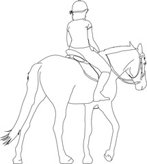 Vector sketch illustration of a horse ride excursion