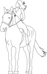 Vector sketch illustration of a horse ride excursion