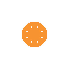 Orange slice icon. Simple style orange big sale poster background symbol. Orange slice brand logo design element. Orange slice t-shirt printing. vector for sticker.