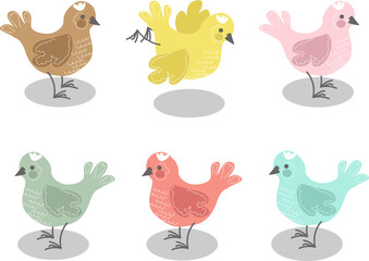 vector illustration set of colorful birds