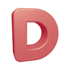 Pink alphabet letter d in 3d render