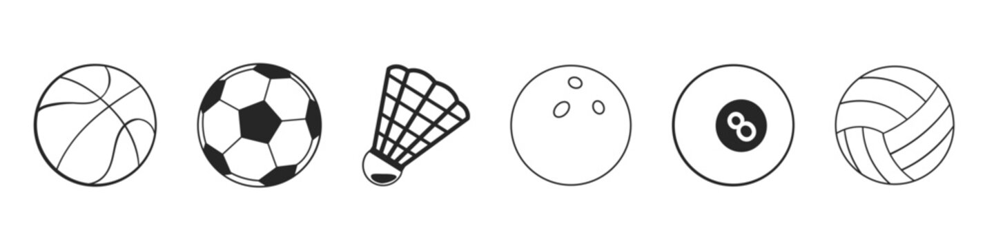 Set of sport balls isolated on white background. Vector illustration. 