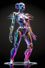 Obraz na płótnie Canvas Generative ai illustration sci-fi futuristic humanoid robot.
