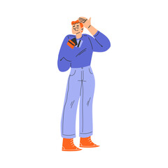 Poor Man Character with Credit Cards Having No Money Vector Illustration