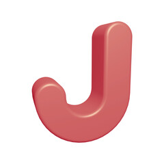 Pink alphabet letter j in 3d render