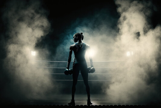 Generative ai strong and confident young woman athlete practicing boxing