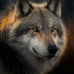 Obraz premium Generative ai portrait of wild wolf