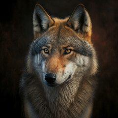 Naklejka na ściany i meble Generative ai portrait of wild wolf