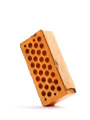 perforated redbrick isolated on white 100 megapixels high resolution