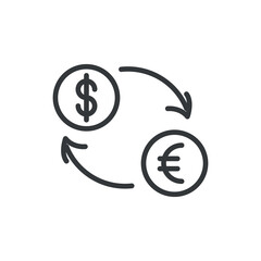 currencies icon.Thin line currencies icon from business collection. Outline vector isolated on white background. Editable currencies symbol can be used web and mobile