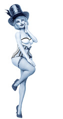 cabaret girl cartoon pin up pose two full view