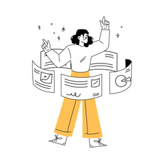 Productivity with Woman Character Managing Task Vector Illustration