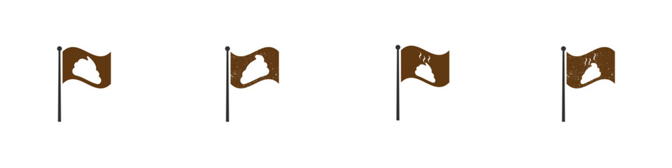 Shit flag icon. Flag with faeces. Flat vector illustration.