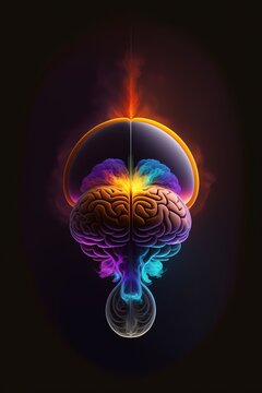 Concept art of a human brain exploding with knowledge and creativity With Generative AI