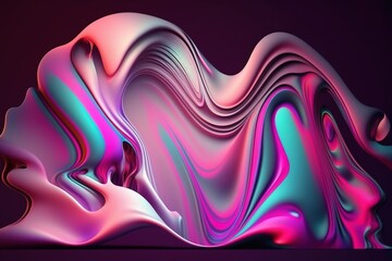 Obraz na płótnie Canvas Abstract colorful fluid design background. Curved liquid shape in motion. Fluid neon composition of ultra violet shapes. With copy space Generative AI