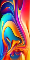 Abstract colorful fluid design background. Trendy gradient Rainbow holographic shapes. Curved liquid shape in motion.  Generative AI