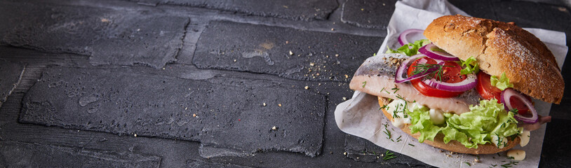 Banner format of fish bun or sandwich