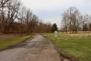 The winding park road in the countryside.
