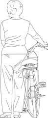 Relaxed cyclist illustration vector sketch