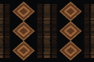 Ethnic Ikat fabric pattern geometric style.African Ikat embroidery Ethnic oriental pattern brown black background. Abstract,vector,illustration. For texture,clothing,wrapping,decoration,carpet.