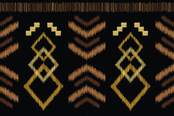 Ethnic Ikat fabric pattern geometric style.African Ikat embroidery Ethnic oriental pattern brown black background. Abstract,vector,illustration. For texture,clothing,wrapping,decoration,carpet.