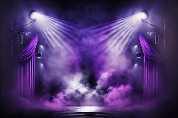 Stage with spotlight, smoke and particle effects, great for backdrop or product placement ai - obrazy, fototapety, plakaty