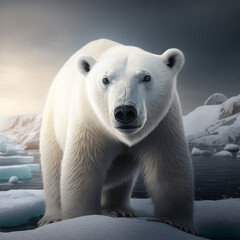 Obraz na płótnie Canvas Eisbär in der Arktis (erstellt durch KI-Tool)