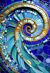 colorful stained glass window with abstract pattern. swirls and floral patterns. Generative AI