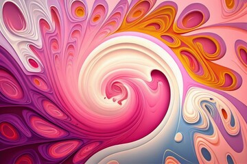 Abstract Colourful Spiral Pattern Background -  Pink Pastel Fibonacci Banner - Seamless Geometric Vintage Floral Wallpaper Banner Ornament Decoration - Generative AI Illustration