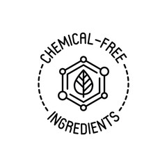Obraz premium Chemical free ingredients symbol. Thin line icon for package of organic product. Modern vector illustration.