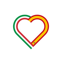unity concept. heart ribbon icon of italy and spain flags. PNG