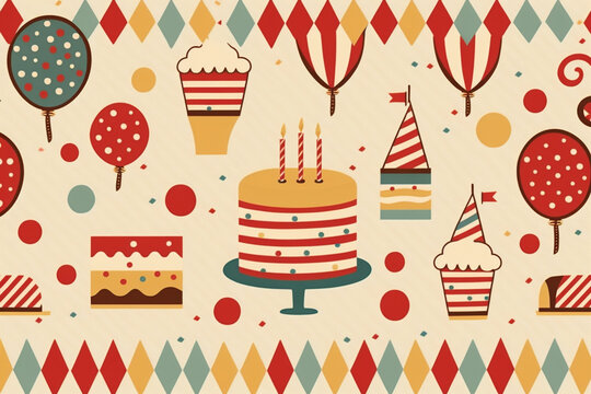 seamless pattern with birthday cake