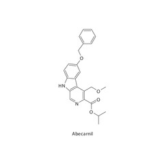 Fototapeta premium Abecarnil&nbsp; flat skeletal molecular structure Z-drug (nonbenzodiazepine) drug used in research of insomnia treatment. Vector illustration.