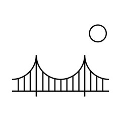 Silhouette bridge icon, urban architecture design, travel line construction symbol vector illustration
