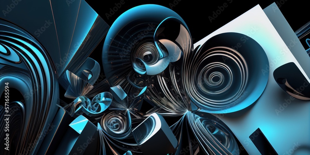 Poster Abstract Background with Circles - Futuristic Technology Science Design - Generative AI Illustration