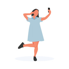 good looking woman walking and using phone