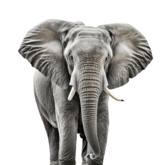 Elephant isolated on white,  generative ai , PNG	
