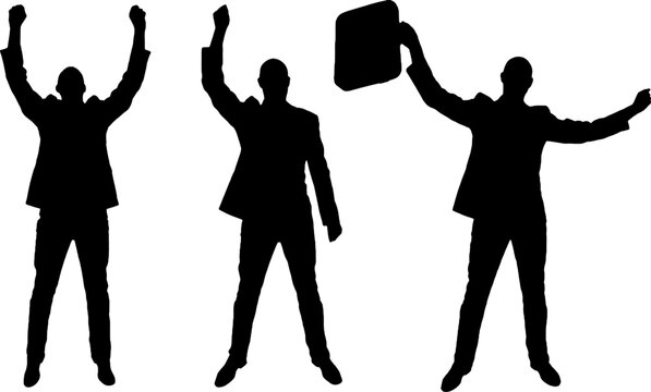 Happy winner businessman with raised hands. Business success and victory concept. Business Concept.