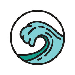 Vector illustration surfing theme badge design. For t-shirt prints posters stickers and other uses.

