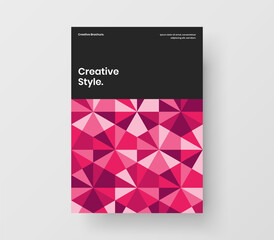 Bright pamphlet A4 vector design illustration. Simple geometric pattern catalog cover layout.