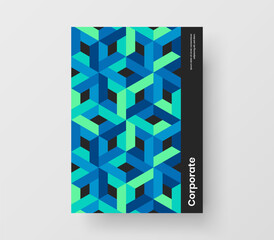 Creative journal cover vector design illustration. Modern geometric tiles front page template.