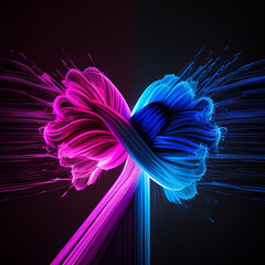 wave, optical fiber, blue, pink, knot, lines, neon, light, purple, fiber, splash, colors