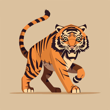 Roaring tiger cartoon vector illustration