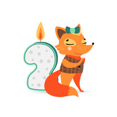 Invitation for a child party. Happy birthday card template. Vector illustration.