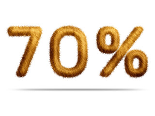 70 percent with golden fur texture for special offer discount sale concept