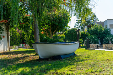 Fototapeta na wymiar Łódka w ogrodzie