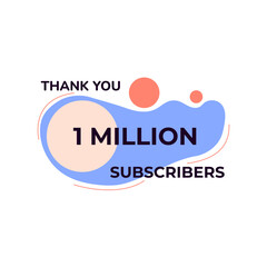 THANK YOU 1 MILLION FOLLOWERS CELEBRATION TEMPLATE BLUE COLOR DESIGN VECTOR GOOD FOR SOCIAL MEDIA, CARD , POSTER