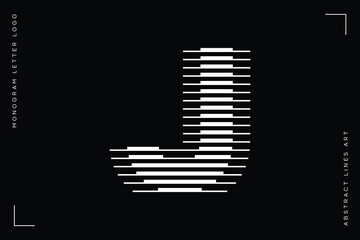 Letter J Logo with Abstract Line Pattern