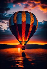 Fototapeta premium hot air balloon at sunset